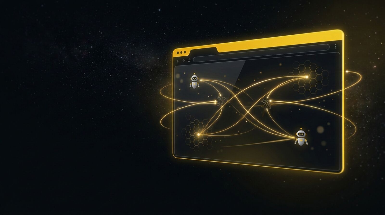 Illustration of an AI agent browsing the web on BNB Chain